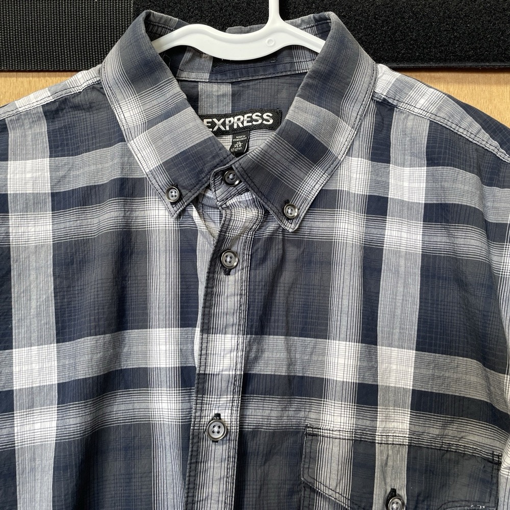 Express Men's Modern Fit Playing D Dress Shirt Adjustable‎ Sleeves XL 17-17.5